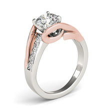 Load image into Gallery viewer, 14k White And Rose Gold Bypass Shank Diamond Engagement Ring (1 1/8 cttw)