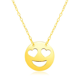 Yellow Gold 14k Women's Necklace with Love Emoji Symbol