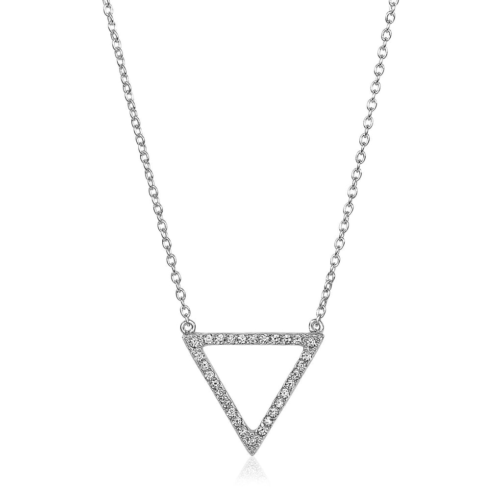 Sterling Silver Triangle Necklace with Cubic Zirconias