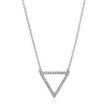 Load image into Gallery viewer, Sterling Silver Triangle Necklace with Cubic Zirconias