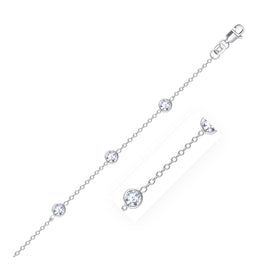 White Gold 14k Anklet with Round White Cubic Zirconia