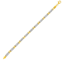 Two-Toned Yellow and White Gold 14k Double S Pattern Women's Fancy Bracelet