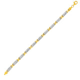 Two-Toned Yellow and White Gold 14k Double S Pattern Women's Fancy Bracelet