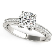 Load image into Gallery viewer, 14k White Gold Antique Pronged Round Diamond Engagement Ring (1 1/8 cttw)