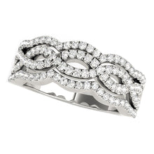Load image into Gallery viewer, White Gold 14k Diamond Studded Ring with Four Curves