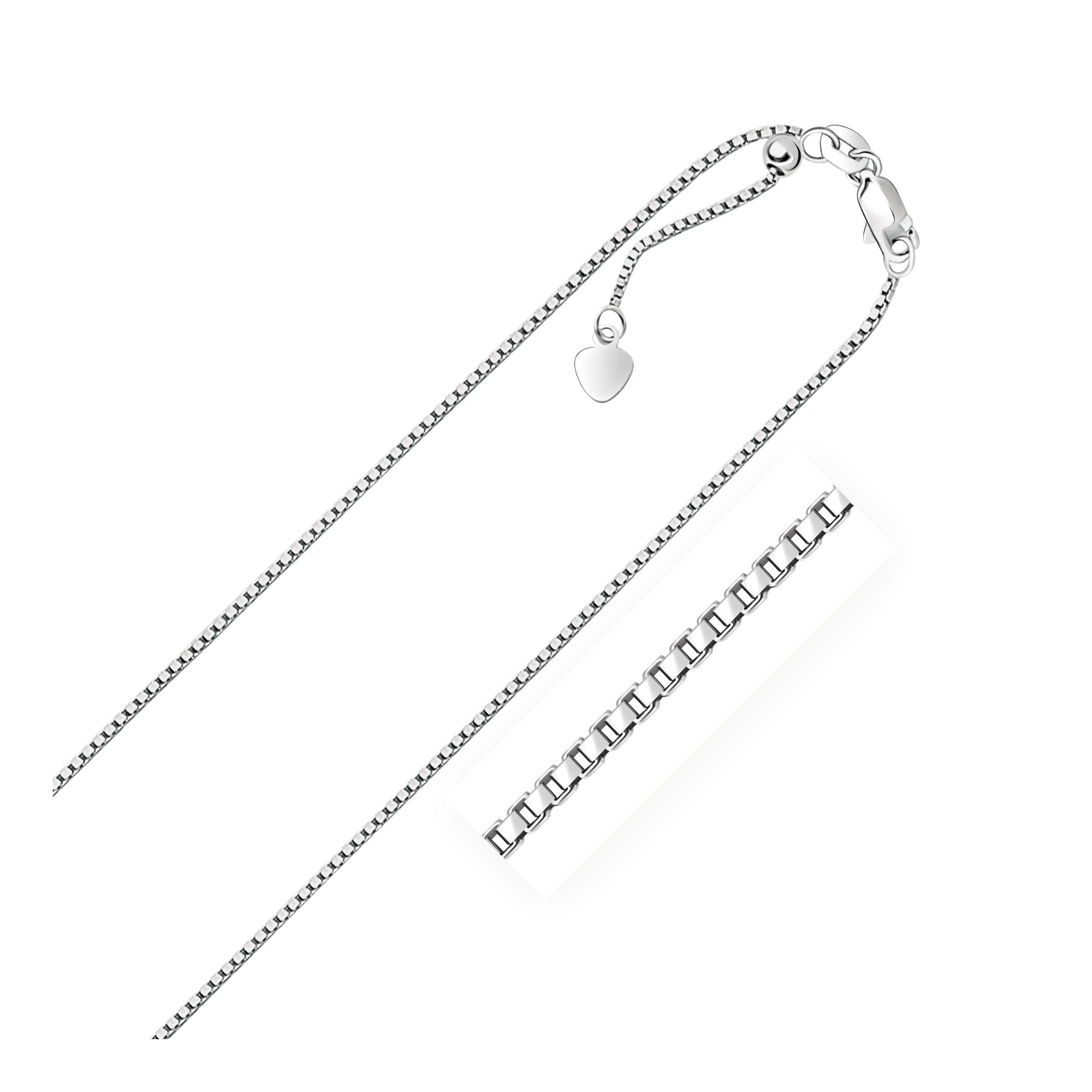 White Gold 14k 1.1mm Adjustable Box Chain