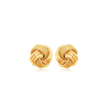 Load image into Gallery viewer, Yellow Gold 10k Love Knot Earrings with Ridge Texture