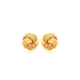 Yellow Gold 10k Love Knot Earrings with Ridge Texture
