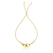 Load image into Gallery viewer, 14k Yellow Gold Entwined Rings Adjustable Lariat Style Bracelet