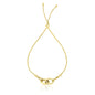 14k Yellow Gold Entwined Rings Adjustable Lariat Style Bracelet
