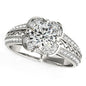 Round Diamond Floral Motif Engagement Ring in 14k White Gold (1 3/8 cttw)