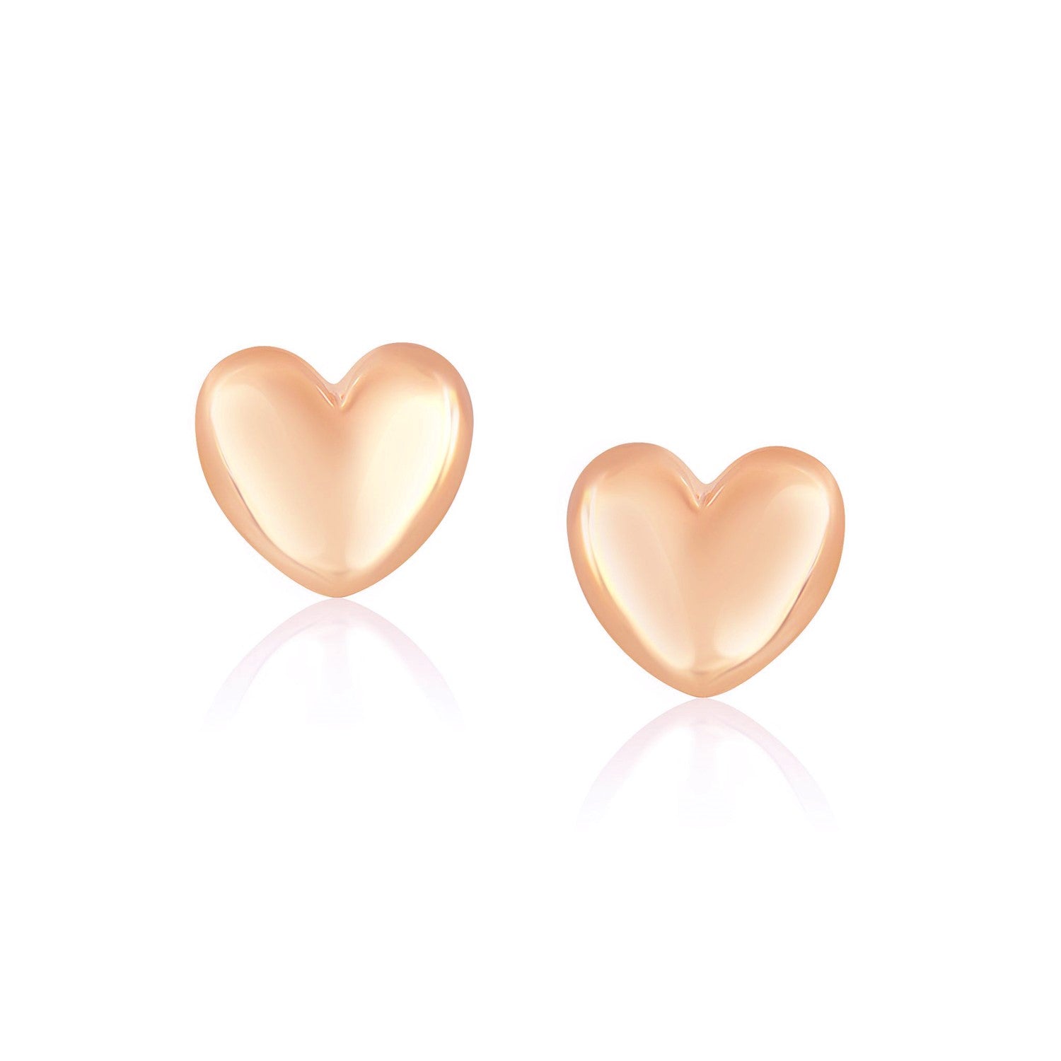 Rose Gold 14k Puffed Shiny Heart Shape Earrings