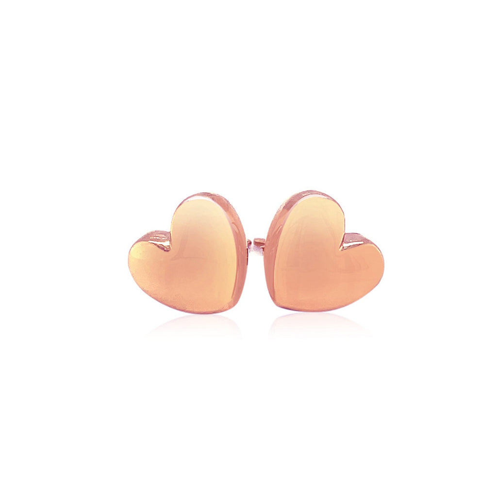 Rose Gold 14k Puffed Shiny Heart Shape Earrings