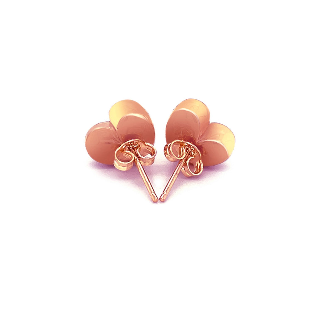 Rose Gold 14k Puffed Shiny Heart Shape Earrings