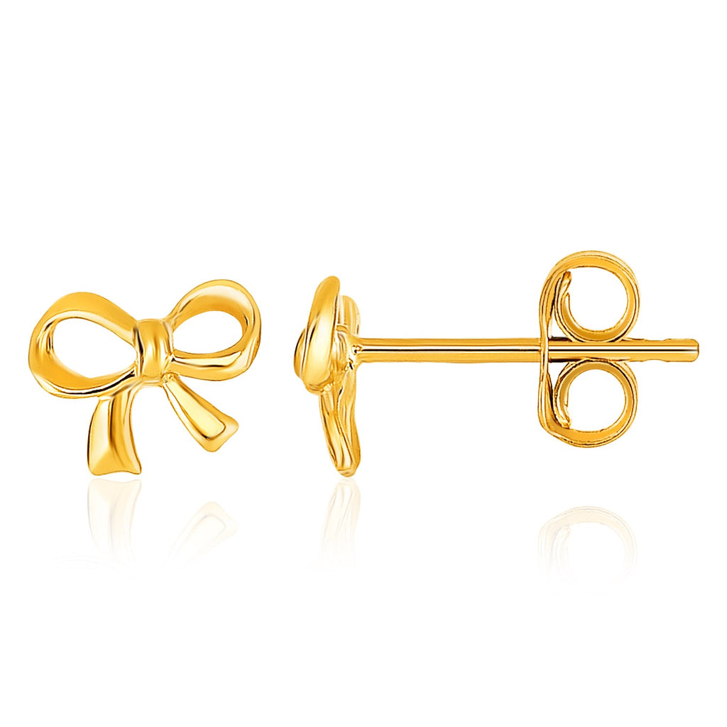 Yellow Gold 14k Bow Style Post Earrings with Pushback Clasps