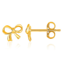 Load image into Gallery viewer, Yellow Gold 14k Bow Style Post Earrings with Pushback Clasps