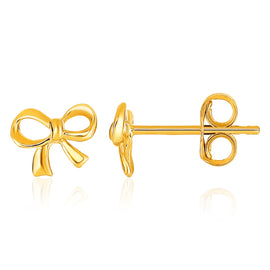 Yellow Gold 14k Bow Style Post Earrings with Pushback Clasps