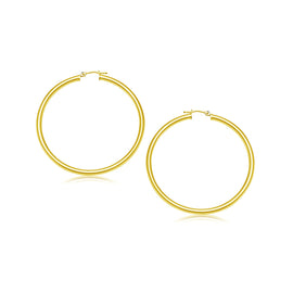 Yellow Gold 14k 25 mm Polished Hoop Earrings with Snap Lock Backing