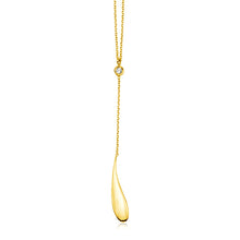 Load image into Gallery viewer, 14k Yellow Gold Teardrop Lariat Necklace with Diamond