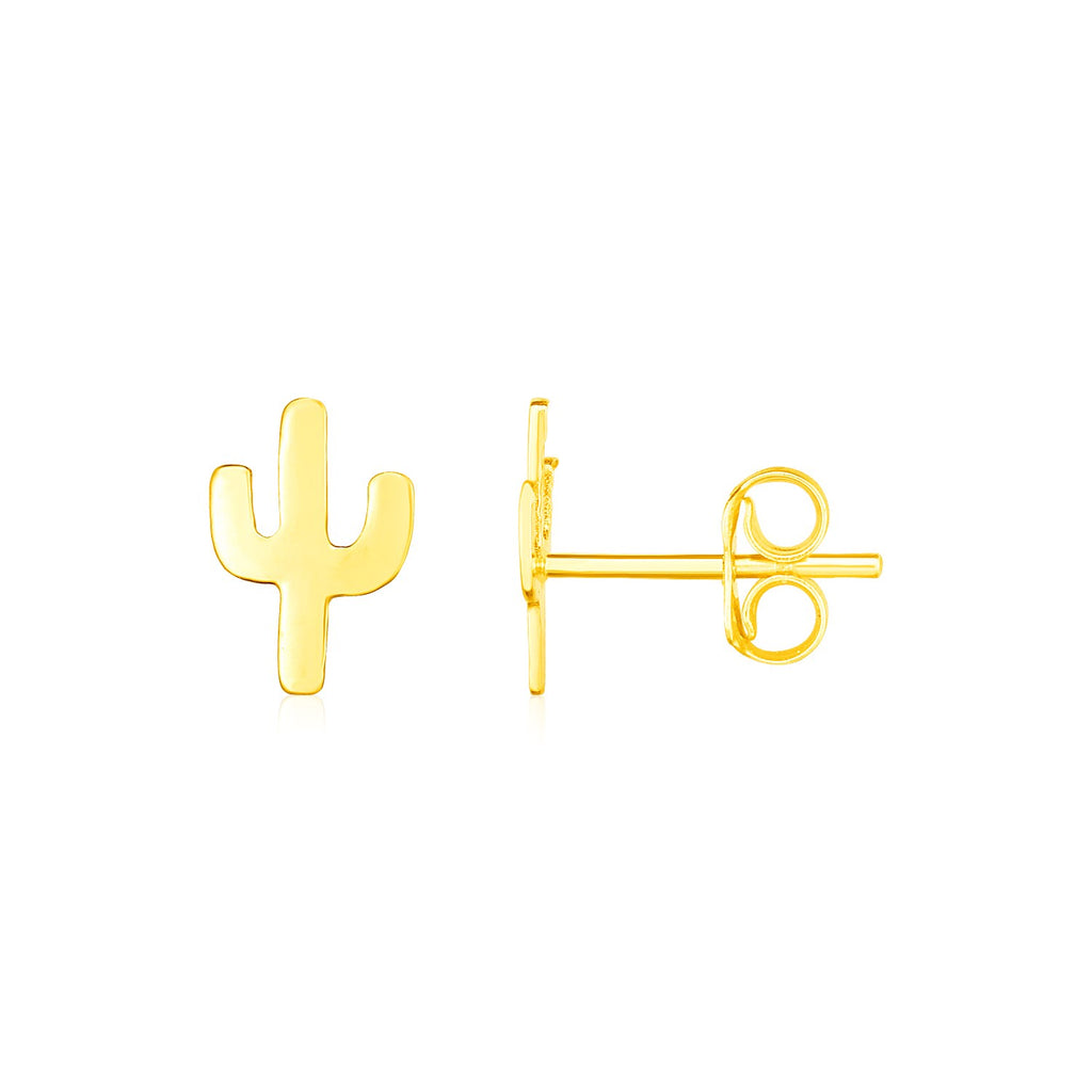 Yellow Gold 14K Petite Cactus Fancy Earrings