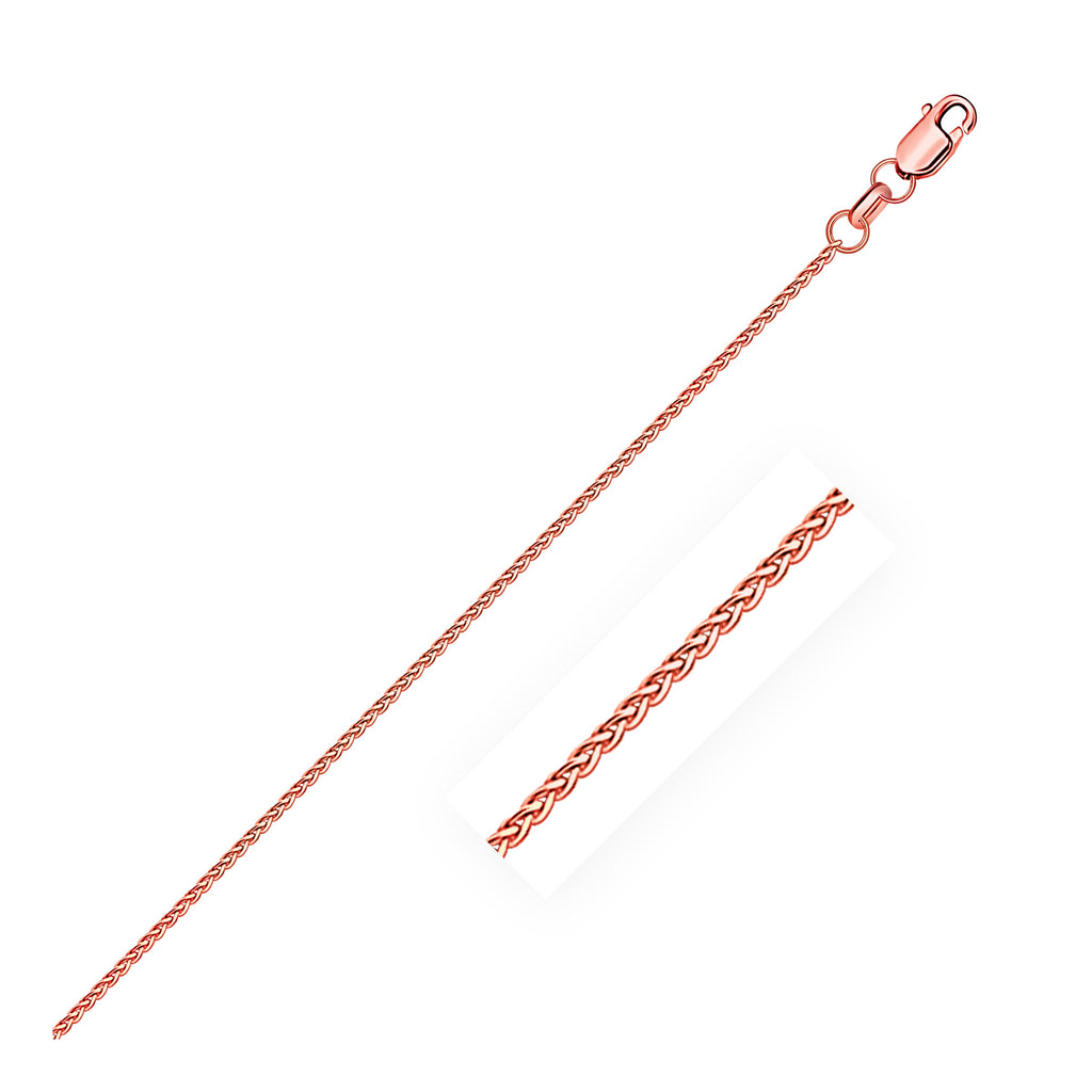 Rose Gold 14k 1.1mm Diamond Cut Round Wheat Chain in Lobster Clasp