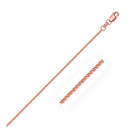 Rose Gold 14k 1.1mm Diamond Cut Round Wheat Chain in Lobster Clasp