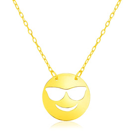 Yellow Gold 14k Women's Necklace with Cool Emoji Symbol