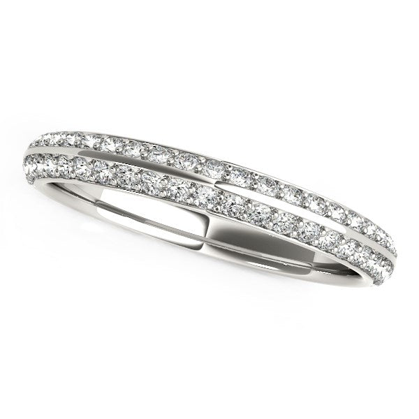 White Gold 14k Two-Row Pave Set Diamond Wedding Ring