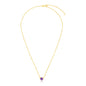 Yellow Gold 14k 17 inch Women's Link Necklace with Round Amethyst