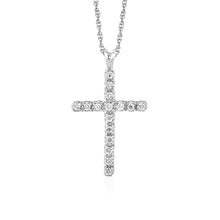 Load image into Gallery viewer, Sterling Silver Cross Pendant with Diamonds &amp; Lobster Clasp