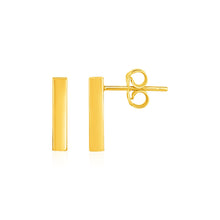 Load image into Gallery viewer, Yellow Gold 14k Bar Post Earrings in with Pushback Clasps