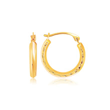 Load image into Gallery viewer, 14k Yellow Gold Hoop Earrings with Textured Detailing