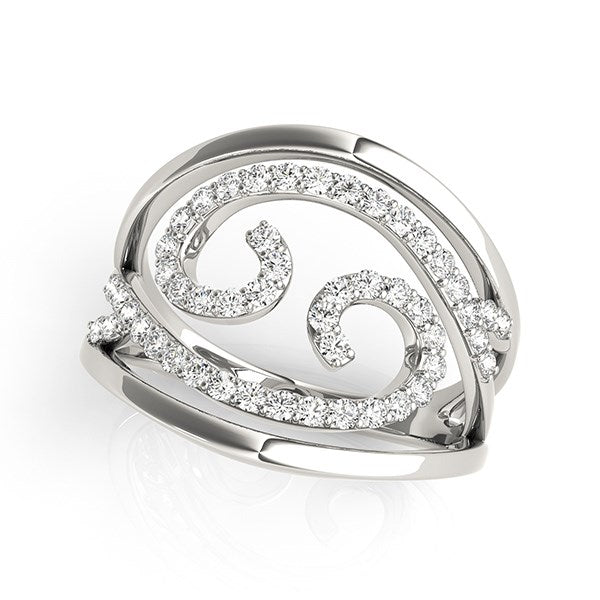 White Gold 14k Swirl Design Diamond Ring