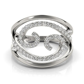 White Gold 14k Swirl Design Diamond Ring