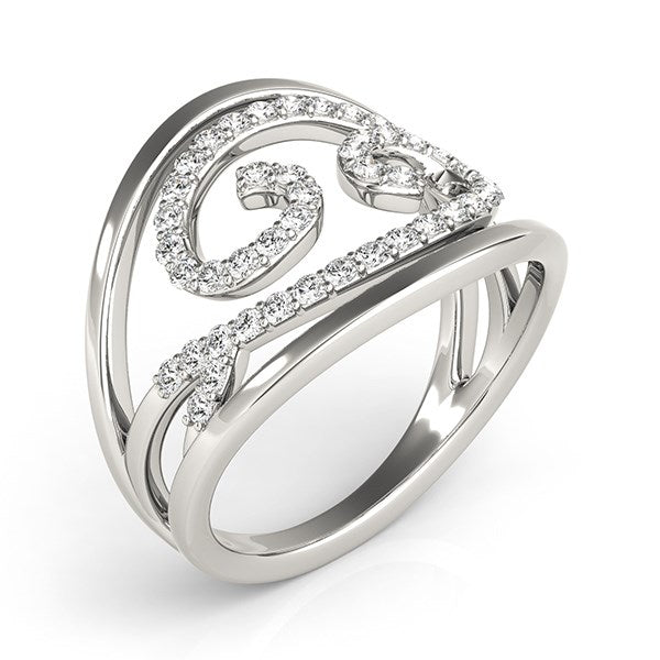 White Gold 14k Swirl Design Diamond Ring