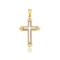 Two-Tone Gold 14k Cross Pendant with an Ornate Budded Style