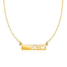Load image into Gallery viewer, 14k Yellow Gold Pendant with Mom on Horizontal Bar