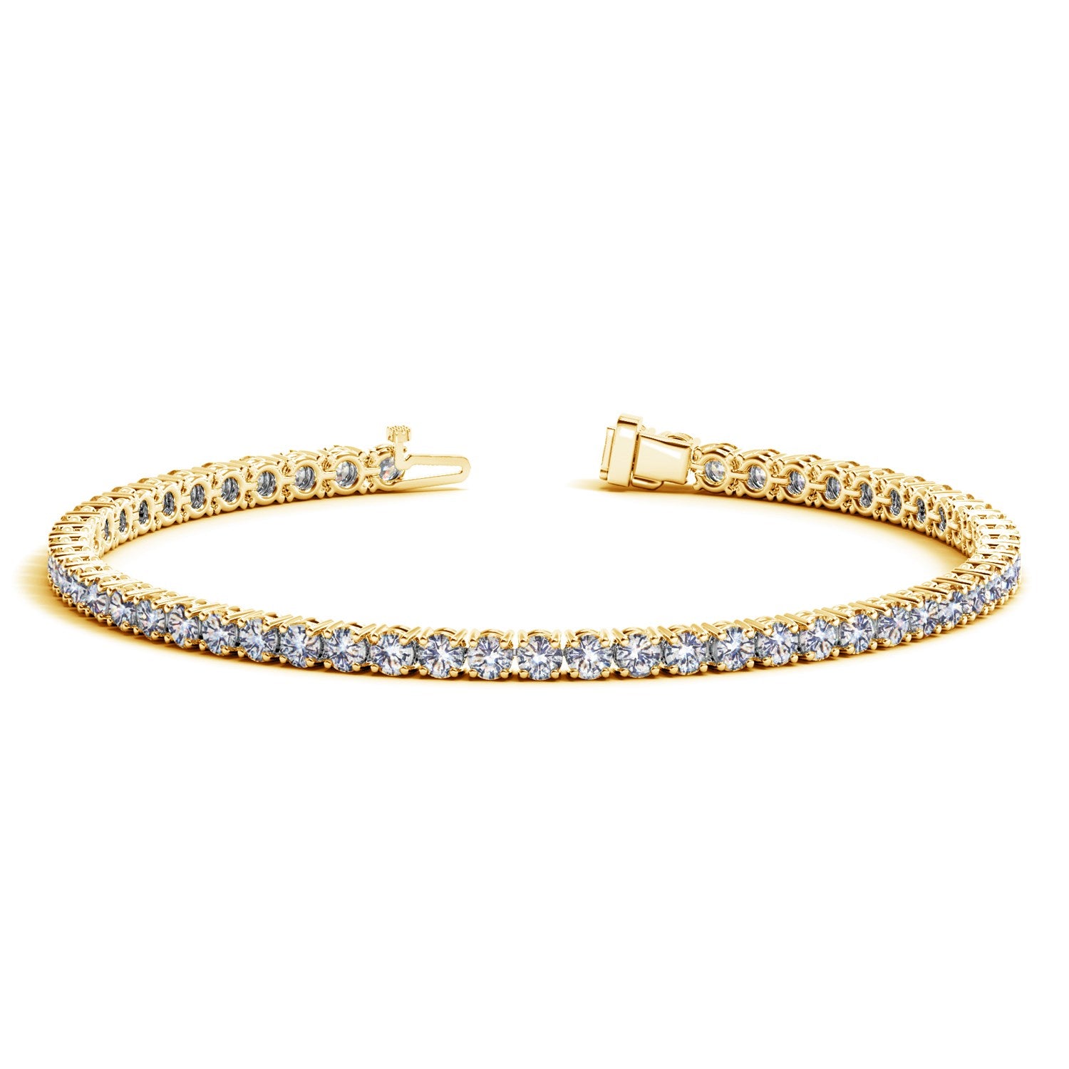 Yellow Gold 14k Round Diamond Women's Tennis Bracelet