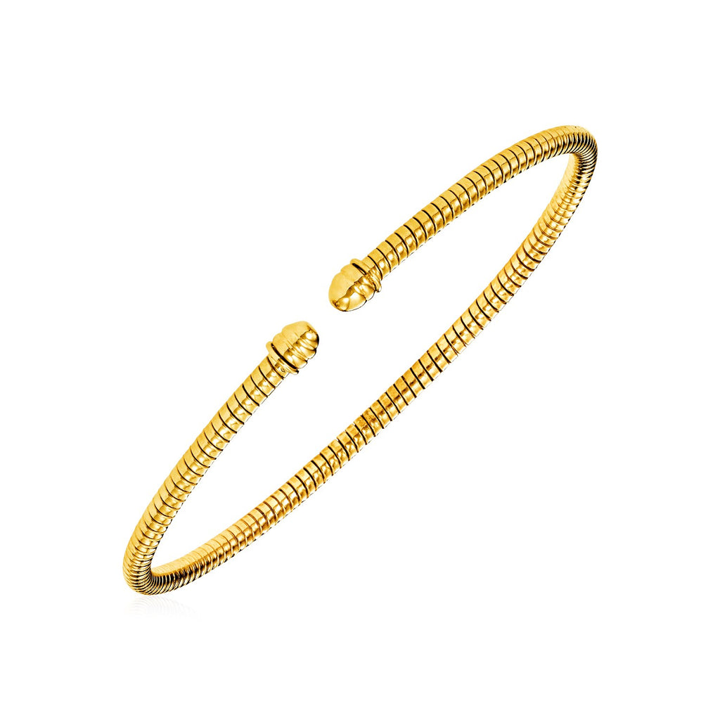 Yellow Gold 14k Narrow Cable Textured Bangle