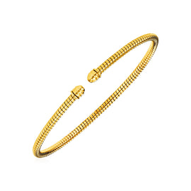 Yellow Gold 14k Narrow Cable Textured Bangle