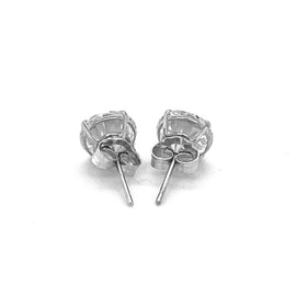 White Gold 14k Stud Earrings with White Hue Faceted Cubic Zirconia