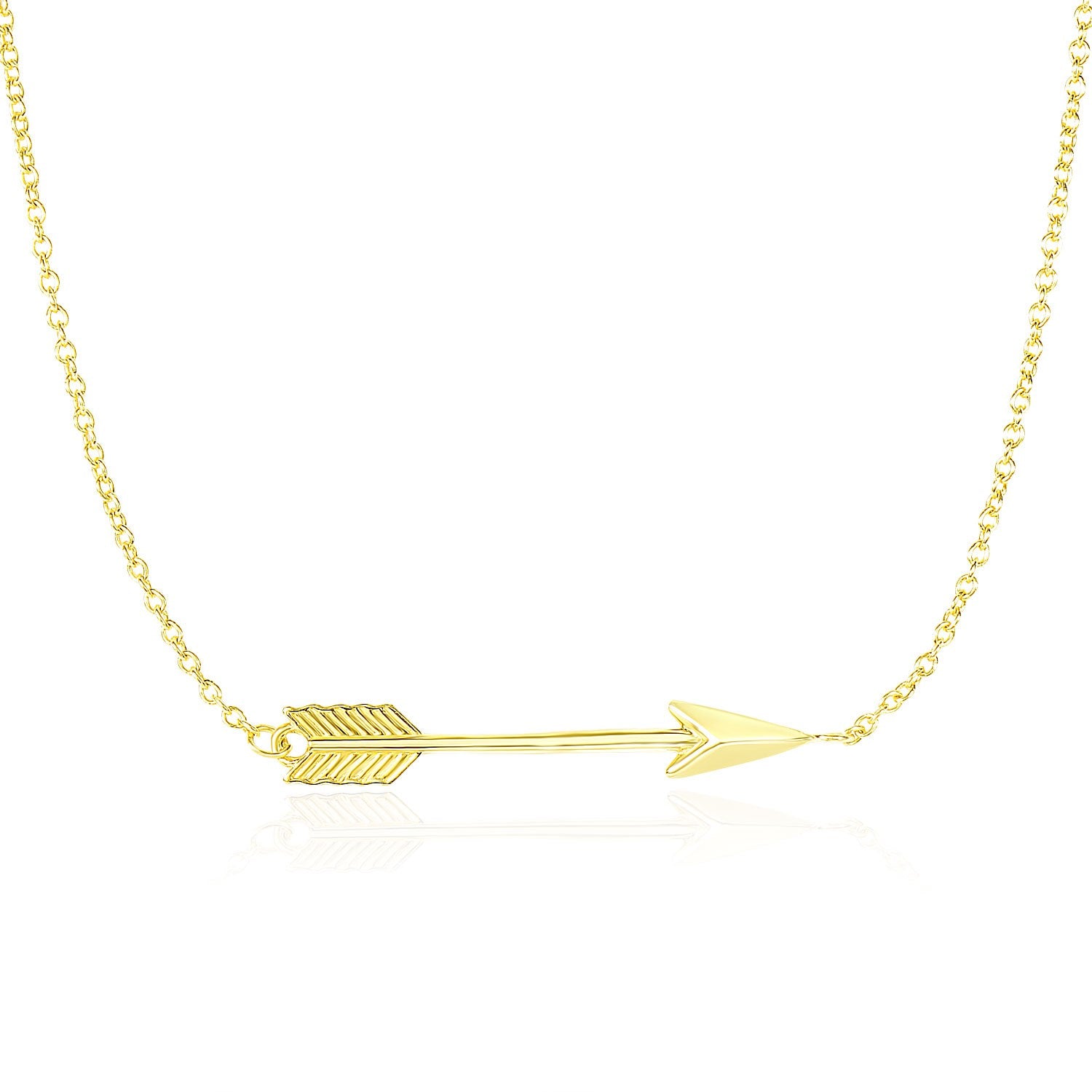 Yellow Gold 14k Women's Chain Necklace with Horizontal Arrow Pendant