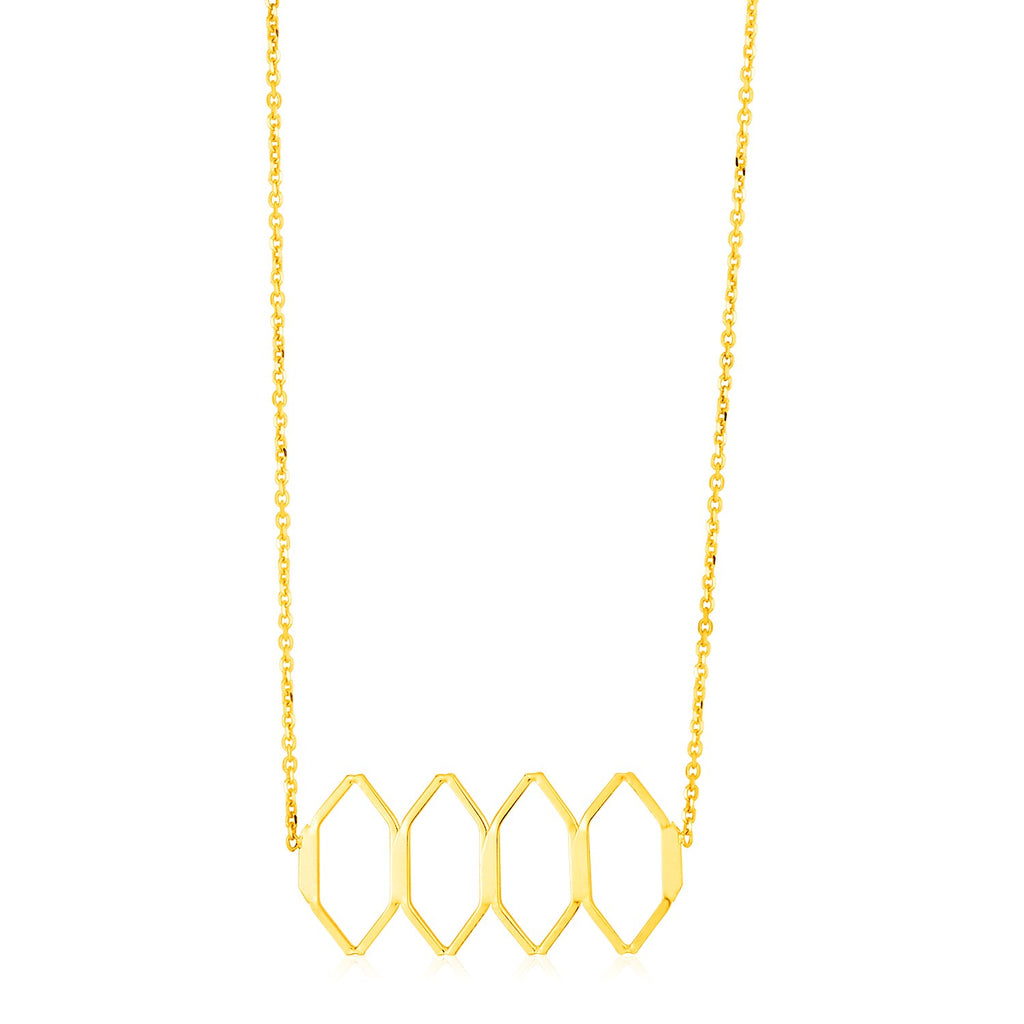 Yellow Gold 14k Stylized Honeycomb Women's Link Necklace