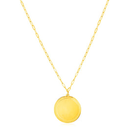 Yellow Gold 14k Round Tag Women's Link Necklace
