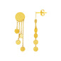 Yellow Gold 14k Post Dangling Earrings with Polished Round