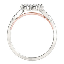 Load image into Gallery viewer, White And Rose Gold 14k Two Stone Diamond Ring with Curved Band