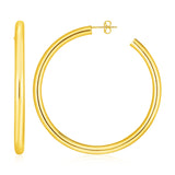 Yellow Gold 14k Polished Hoop Earrings in Pushback Clasps