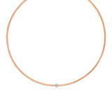 Two Tone Gold 14k Women's Necklace with Brushed Texture and Diamonds