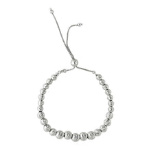 Load image into Gallery viewer, Sterling Silver Women&#39;s Adjustable Graduated Bead Bracelet with Geometric Texture