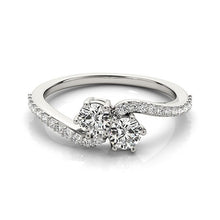 Load image into Gallery viewer, White Gold 14k Curved Band Two Stone Diamond Ring
